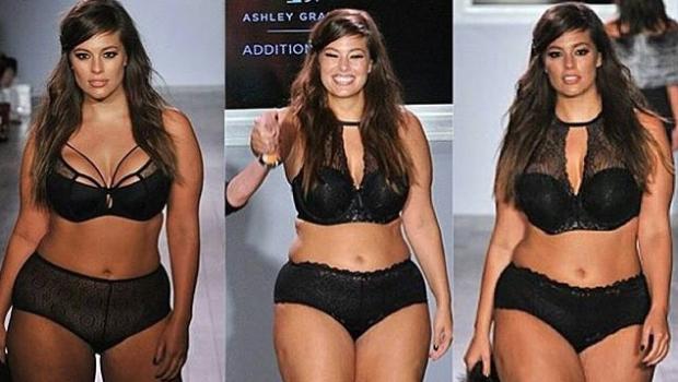 Plus-size model Ashley Graham wows in lingerie at New York Fashion Week