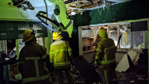 Central Auckland cafe goes up in flames early on Monday morning